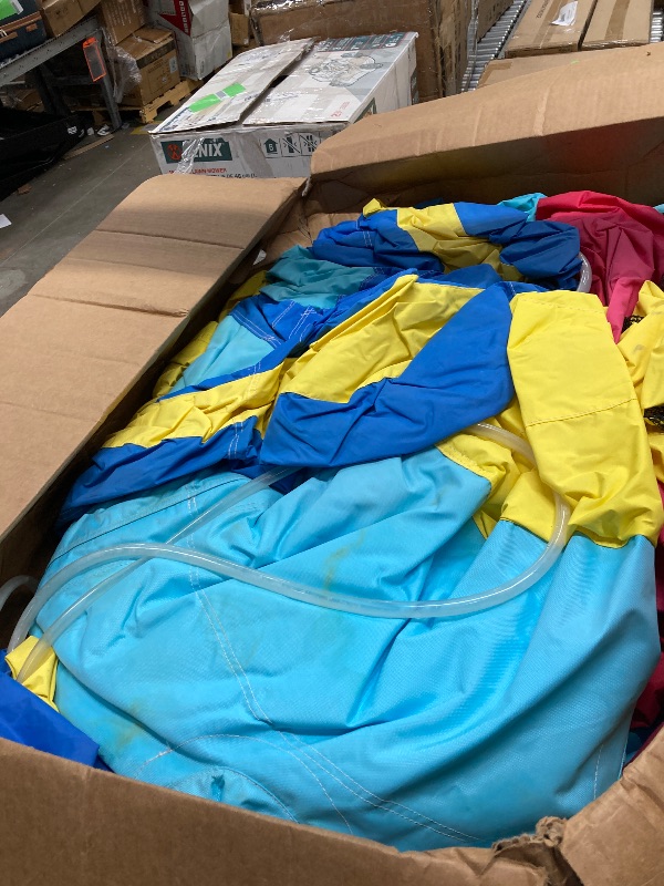 Photo 1 of * Stains* *Missing Air Pump/Bag?* Neche Inflatable Water Slide Bounce House?246 X 195 X 93 Large Pool Outdoor with 750W Blower Kids Water Park with 3 Long Water Slides