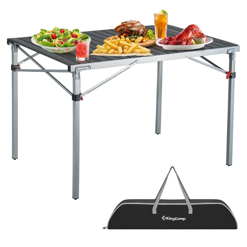Photo 1 of *Scratch on metal leg* KingCamp Folding Camping Table Clearance Aluminum Roll up Table for 4-6 Person Outdoor Indoor 42.1" × 27.6 " Silver
