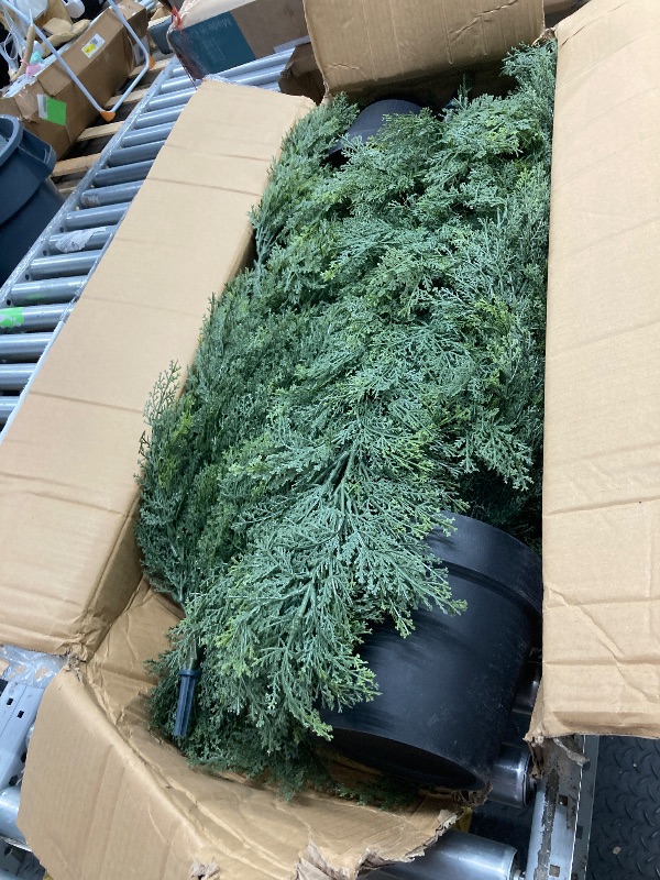 Photo 1 of *Pot Scuffed up* Artificial Cedar Tree 5 FT Artificial Cedar Topiary Trees for Outdoors Potted Fake Cypress Trees Faux Evergreen Plants for Home Porch Decor Set of 2
