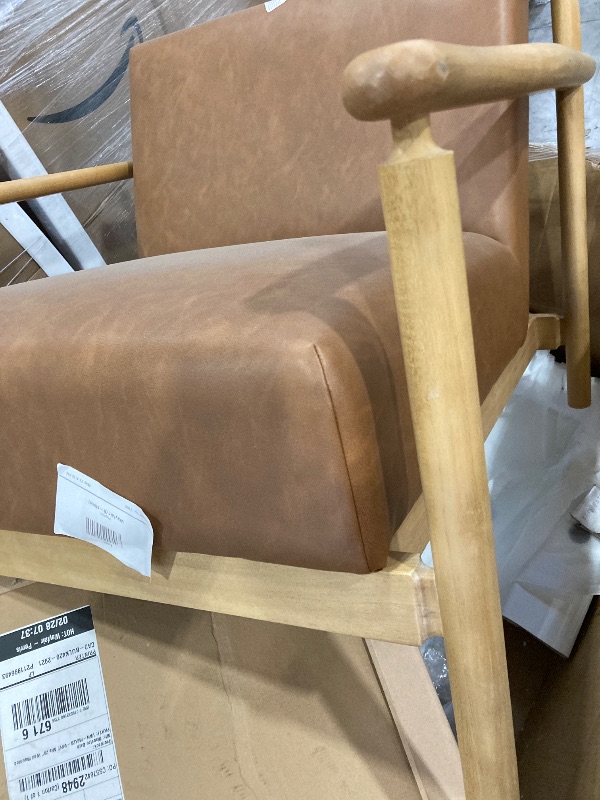 Photo 1 of **HAS STICKERS ON CHAIR**Arnold PU Accent Arm Chair CASA CARAMEL 