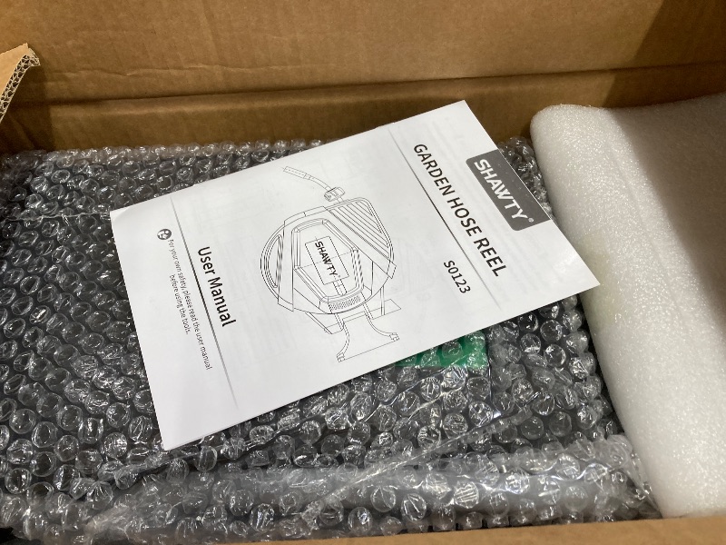 Photo 1 of **PARTS ONLY**SHAWTY Retractable Garden Hose Reel 100FT 1/2" - 4-Layer Hose with Metal Bracket, Auto-Lock Slow Retraction, Outdoor Water Hose Reel for Yard & Garden - Nozzle Included (Green, 1/2" 100ft)