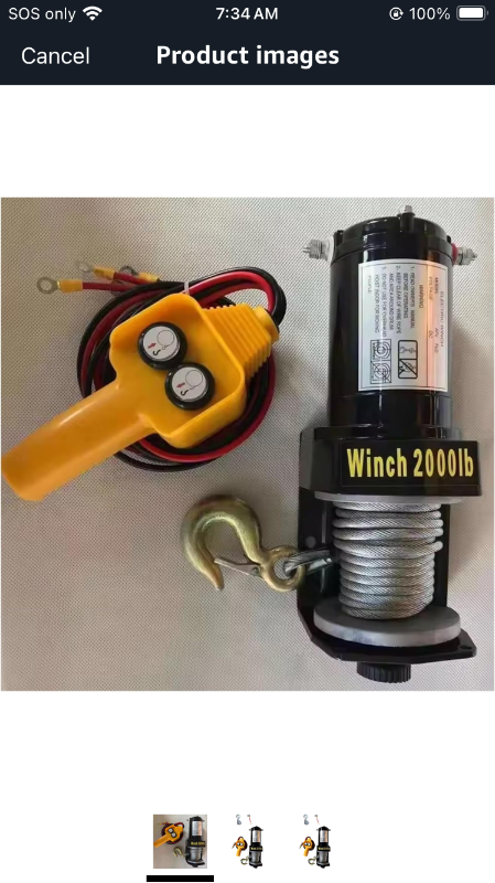 Photo 1 of 2000 Lbs 48V Vehicle Self-Rescue Off-Road Winch Off-Road Vehicle Winch on-Board Crane Electric Winch