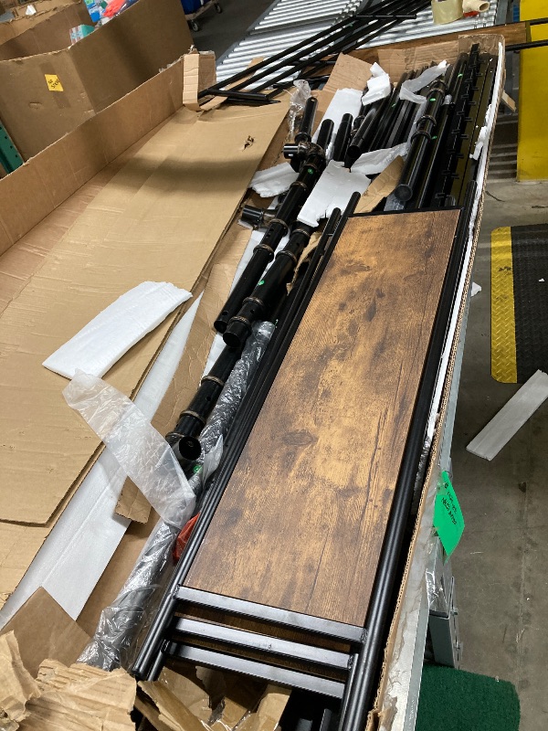 Photo 1 of ***(PARTS ONLY -SELLING AS PARTS ONLY)*** 
Cocosity Metal Twin over Twin Bunk Bed with Storage Bag 2 Convertible Twin Beds , Antique Wood Grain***(BOX RIPPED/TORN)*** 