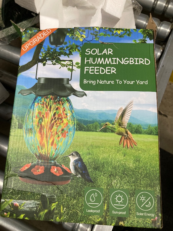 Photo 1 of ***PARTS ONLY -MISSING PARTS-SELLING AS IS - REPLACEMENT GLASS ONLY***
Solar Hummingbird Feeder - 49 fl.oz Hand Blown Glass Color Changing - Perfect Hummingbird Feeder for Outdoors Hanging (Blue)