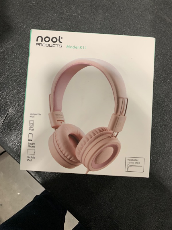 Photo 1 of noot products Kids Headphones K11 Foldable Stereo Tangle-Free 5ft Long Cord 3.5mm Jack Plug in Wired On-Ear Headset for iPad/Girls/Boys/School/Laptop/Travel/Plane/Tablet-Soft Pink