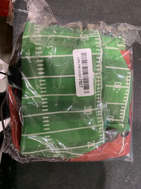 Photo 1 of 110 Pcs Football Party Favors for Kids 12 Sets Football Party Supplies Drawstring Bag Backpack with Keychains Mini Football Stress Balls Slaps Bracelets Goodie Bag Stickers Toy Presents Gift Set