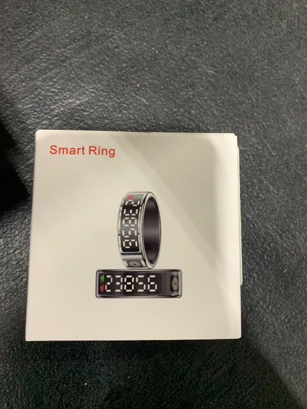 Photo 1 of XiaYchaug Smart Rings for Women Men Health Rings with Charging Case, Display Screen, IP68 Waterproof, Fitness Tracker with Heart Rate, Blood Oxygen, Sleep Tracker, Step Tracker (Black, 8#)