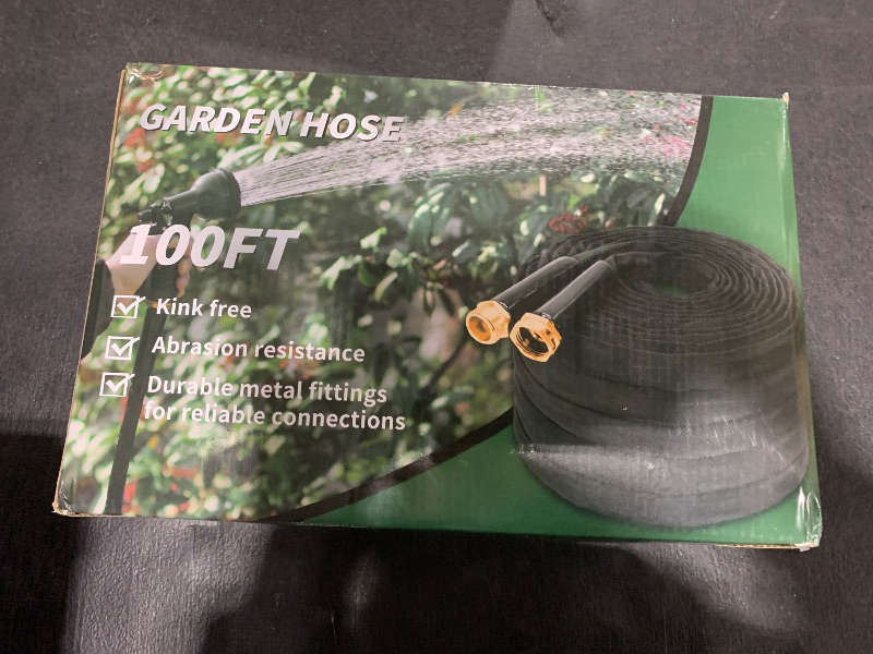 Photo 1 of CXEZSIK Garden Hose Non-Expanding 100ft, Flexible Garden Hose with 10 Function Hose Nozzle, Lightweight, Kink Free and Water Hose for Outdoor,Yard, Lawn, Car Wash, Marine,and Camper Use