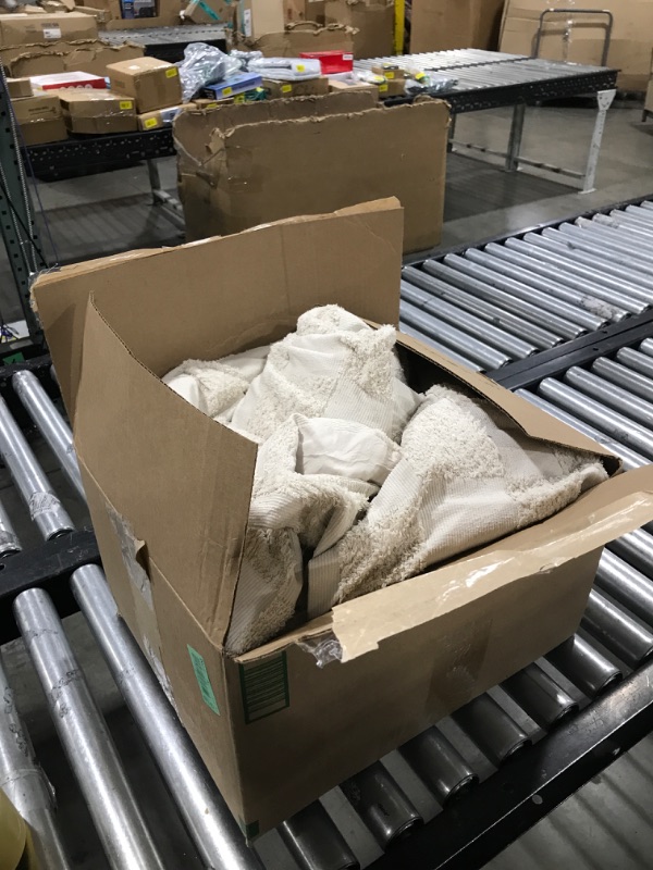 Photo 1 of Bedsure Queen Size Comforter Set Beige, Boho Tufted Bed Set, Checkered Farmhouse Shabby Chic Bedding, 3 Pieces, 1 Plaid Geometric Comforter and 2 Pillow Shams