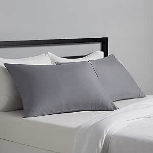 Photo 1 of Amazon Basics Standard Pillow Cases Set of 2 - Lightweight, Super Soft Easy Care Microfiber, Dark Gray, 30" L x 20" W, Pillows Not Included