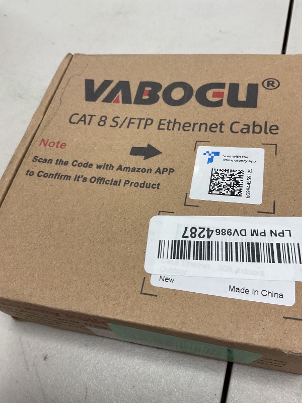 Photo 1 of Vabogu Cat 8 Ethernet Cable, 20ft  Heavy Duty High Speed Internet Network Cable, Professional LAN Cable, 26AWG, 2000Mhz 40Gbps with Gold Plated RJ45 Connector, Shielded in Wall, Indoor&Outdoor