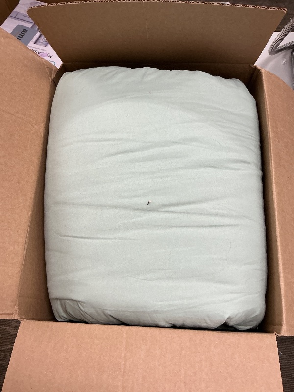 Photo 1 of Litanika Oversized Queen Comforter Set, 3 Pieces Sage Green Lightweight Solid Bedding Comforter Set, All Season Fluffy Bed Set (98x98In Comforter & 2 Pillowcases)