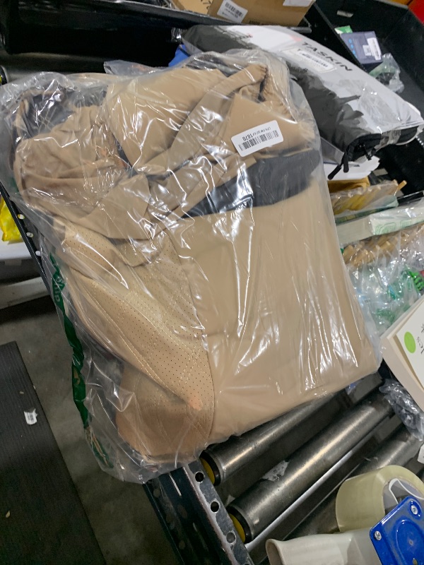 Photo 1 of HChengkikz Car Seat Covers Full Set,Breathable and Waterproof Napa Leather Car Seat Cover,Interior Universal Fit for Cars,Sedans,SUVs,Vans,Trucks(Full Seat,Beige,N3)