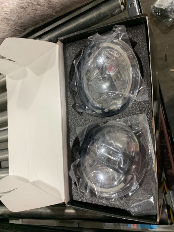 Photo 1 of LX-LIGHT DOT Approved Black 7 Inch LED Headlights with White Halo Ring Compatible with Jeep Wrangler JK JKU TJ LJ JL Hummber H1 H2