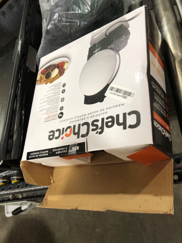 Photo 1 of Chef'sChoice KrumKake Maker Features Nonstick Surface and Instant Heat Recovery with Temperature Control and Ready Light To Make 6-Inch Cookies, Ready and Baking Lights With Roller, 1050-Watts, Silver