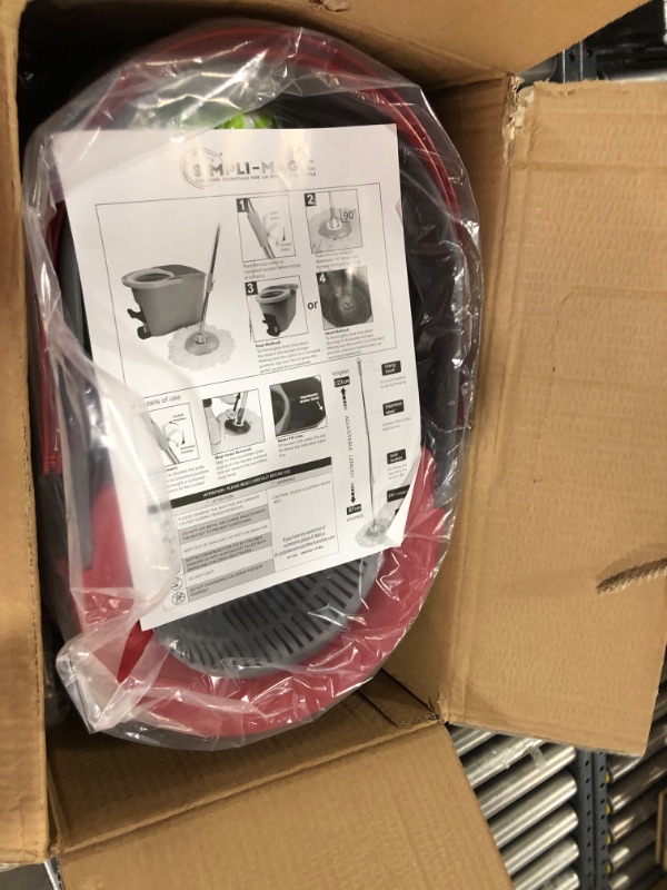 Photo 1 of SIMPLI-MAGIC 79349 Spin Mop Cleaning System with 3 Microfiber Mop Heads, Red/GRAY,Red/Black