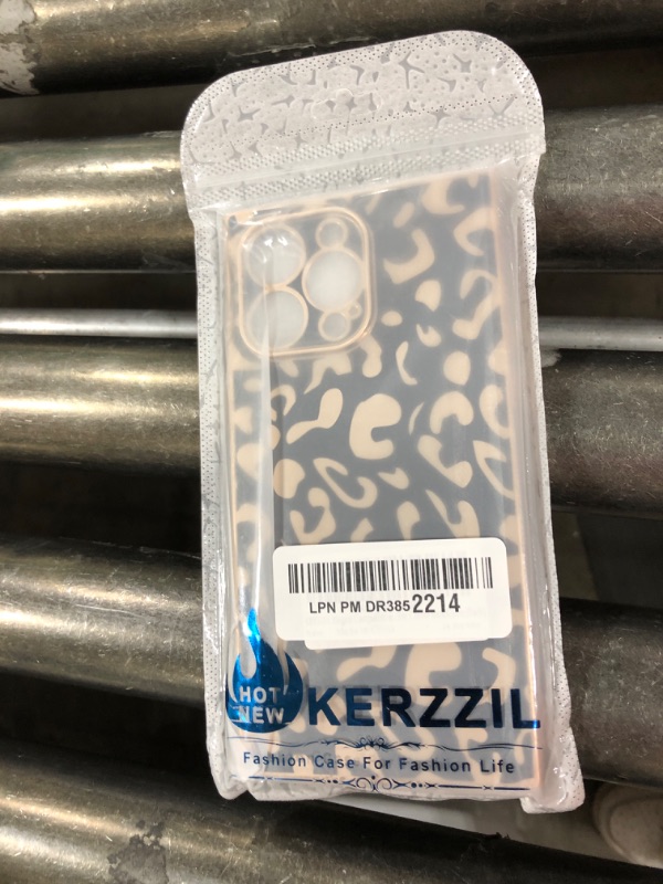 Photo 1 of KERZZIL Elegant Compatible with iPhone 14 Pro Max Rectangle Edge Case, Cute Luxury Leopard Pattern Plating Case Camera Protector Soft TPU Shockproof Protective Corner Back Cover(Black)