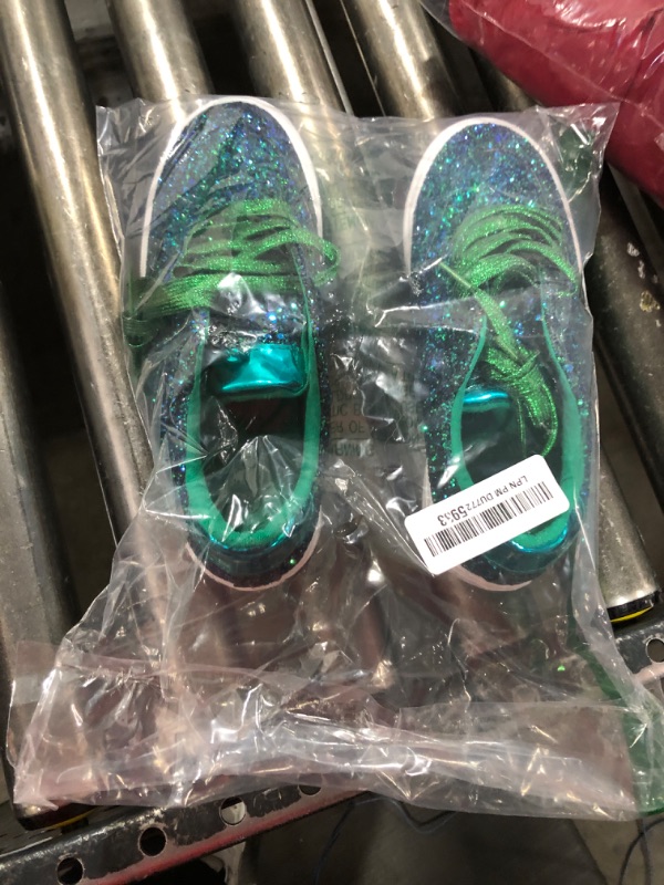Photo 1 of Jeekopeg Glitter Sparkly Fashion Sneakers Shoes Shiny Casual Shoes Bling Sequin Concert Low Cut Lace up Shoes(Green Glitter,6 Women/5 Men)