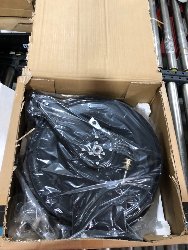 Photo 1 of Double Arm 50FT x 3/8"Retractable Pressure Washer Hose Reel, Heavy Duty Steel Professional Power Wash Hose Reel with 5 ft Lead ?4000 PSI ?for Oil/Air/Water