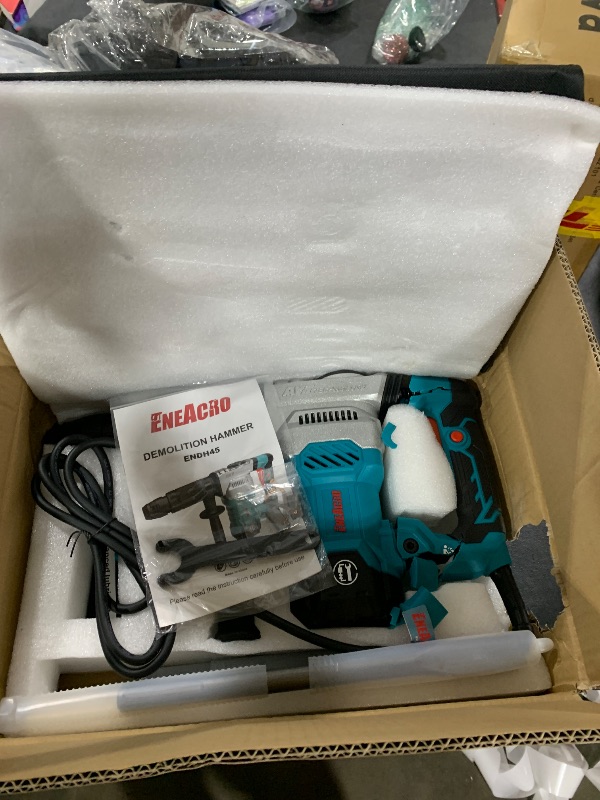 Photo 1 of ENEACRO SDS-Max Demolition Jack Hammer for Concrete, Lightweight 11 Amp Electric Demo Chipping Hammer?Aluminum Alloy Shell, Vibration Control, Includes Grease, Tool Bag and Chisels