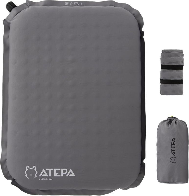 Photo 1 of ATEPA Inflatable Stadium Seat Cushion, Self-Inflating Memory Foam Stadium Seats Camping Accessories Chair Pad for Outdoor Airplane Travel Bleacher Patio Backpacking
