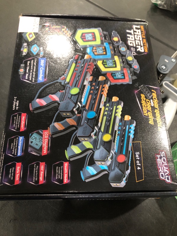 Photo 1 of Squad Hero Rechargeable Laser Tag 360° Sensors + LCDs - Set of 4 - Easter Gift Ideas for Kids Teens and Adults Boys & Girls Family Fun - Cool Teenage Lazer Group Activity, Teen Gifts Ages 8+ Year Old