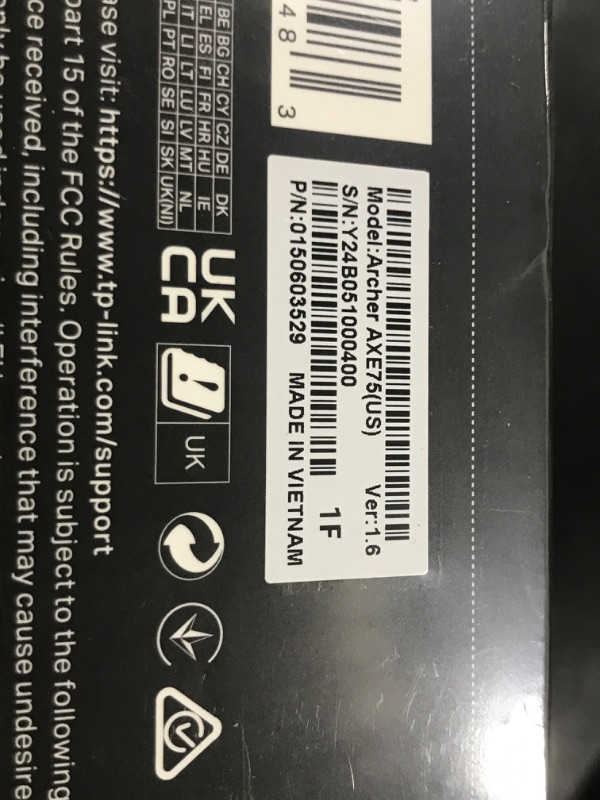 Photo 1 of TP-Link AXE5400 Tri-Band WiFi 6E Router (Archer AXE75)- Gigabit Wireless Internet Router, ax Router for Gaming, VPN Router, OneMesh, WPA3, Black