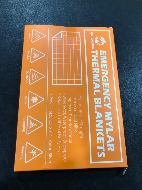 Photo 1 of QIO CHUANG Emergency Mylar Thermal Blankets -Space Blanket Survival kit Camping Blanket (4-Pack). Perfect for Outdoors, Hiking, Survival, Bug Out Bag ?Marathons or First Aid 1