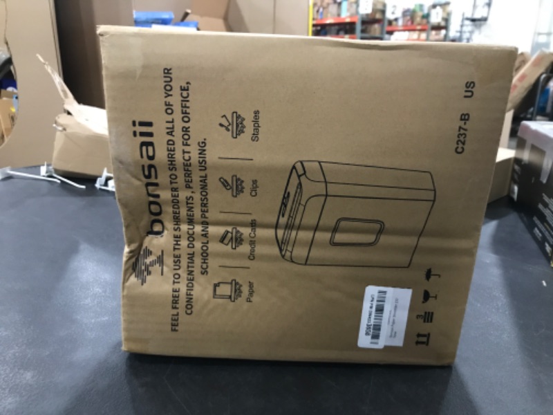 Photo 1 of Bonsaii Paper Shredder for Home Use, 3.4 Gal Wastebasket, 6 Sheet Crosscut Paper Credit Cards, Staples, and Clips Shredder for Home Office Use, Portable Handle Design (C237-B New Version)