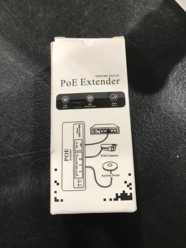Photo 1 of Poe Extender, 1 in 2 Out PoE+ Repeater, 10/100Mbps, Extends 250m, 60W Comply with IEEE802.3af/at for PoE Switch/Injector and Security POE Camera Over Cat5/6 Cable