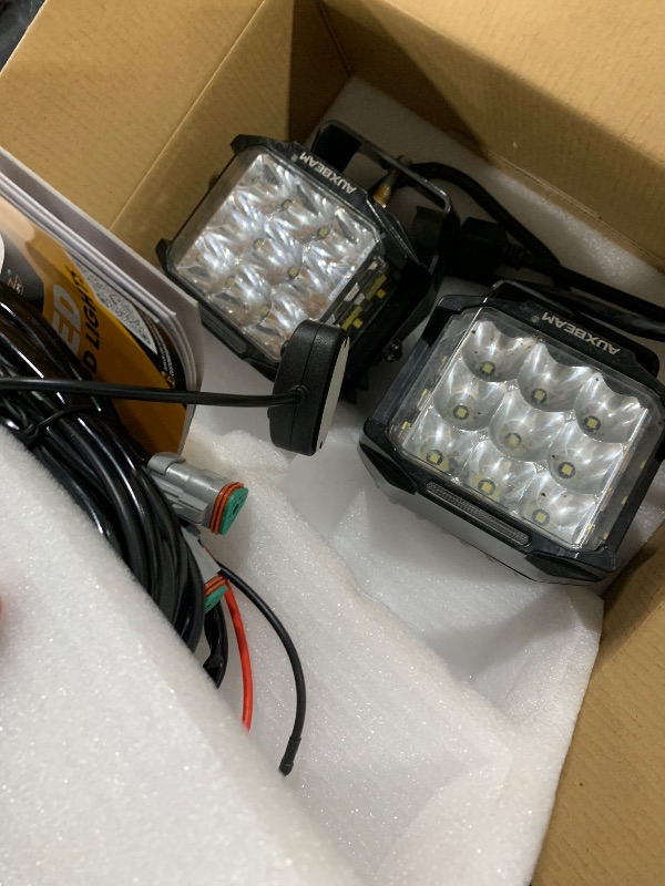 Photo 1 of Auxbeam 5" 168W LED Cube Pods Offroad Driving Light with Amber Covers, 16440LM Bright Square Offroad Lights with Side Shooter 270° Combo Beam Ditch Light, DRL for Jeep ATV Wrangler Ford Truck Pickup
