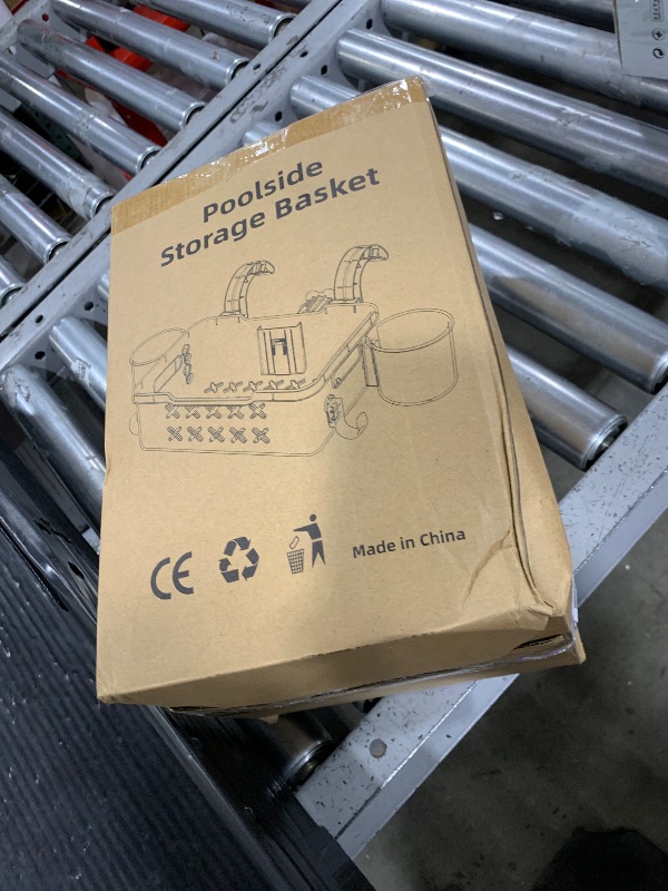 Photo 1 of SPYONG 2 Sets Poolside Storage Basket Above Ground Pool Accessories for Most Frame Pools to Organize Towel, 2025 Upgrade Swimming Pool Storage Basket with 2 Skimmer Net Holder 4 Pool Cup Holder