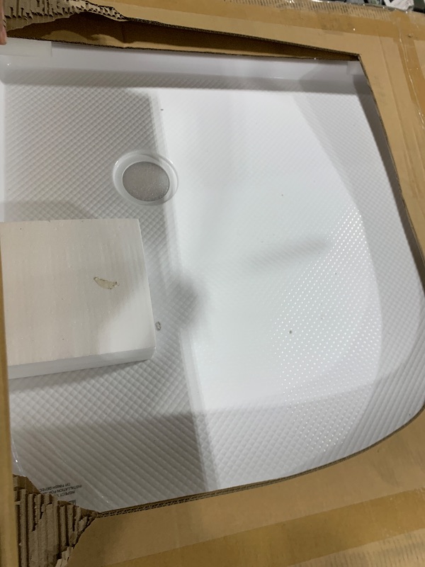 Photo 1 of DreamLine SlimLine 36 in. D x 36 in. W x 2 3/4 in. H Corner Drain Double Threshold Shower Base in White, DLT-1036360