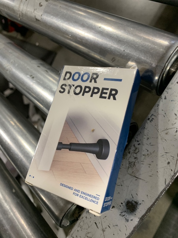 Photo 1 of Spring Door Stoppers for Wall - 4.33 Inch Aluminum Door Stops, Matte Black Door Stoppers for Bottom of Door, Doorstops for Inside Door with Silicone Tip, Screw & Adhesive Installation