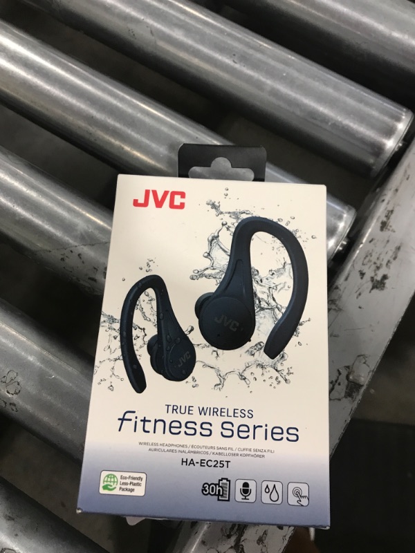 Photo 1 of JVC Sport True Wireless Earbuds Headphones, Lightweight and Compact, Long Battery Life (up to 30 Hours), Sound with Neodymium Magnet Driver, Water Resistance (IPX5) - HAEC25TA (Blue)