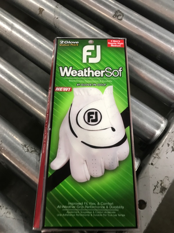 Photo 1 of FootJoy Men's WeatherSof 2-Pack Golf Glove, White, Medium, Worn on Right Hand