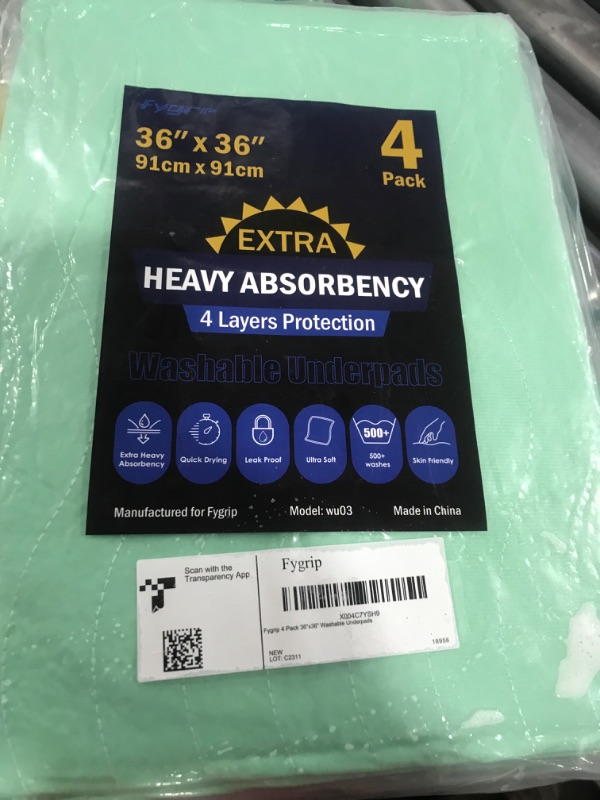 Photo 1 of 4 Pack 36” x 36” Extra Heavy Absorbency Washable Underpads, Waterproof Quick Drying Nursing Pads Incontinence Bed Pads, Reusable Washable Pee Pads for Dogs, Diaper Changing & Adults