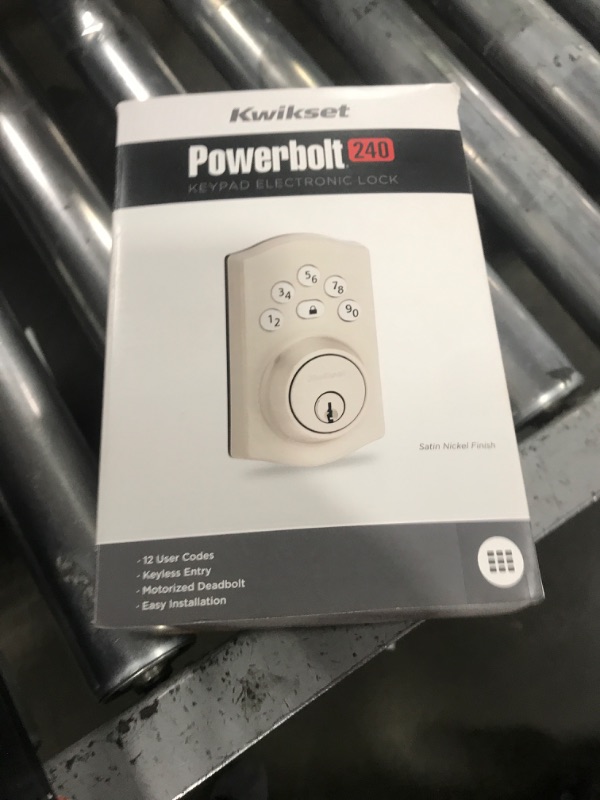 Photo 1 of Kwikset Powerbolt 240 5-Button Keypad Satin Nickel Traditional Electronic Deadbolt Door Lock, Featuring Convenient keyless Entry, Customizable User Codes and auto Locking