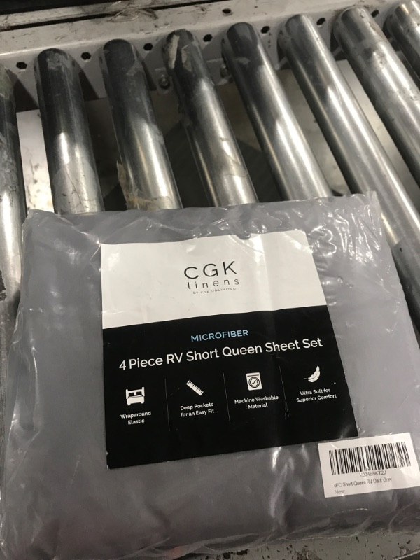 Photo 1 of RV Short Queen Sheet Set 60 X 75 - 4 Piece RV Short Queen Bed Sheets - Soft, Breathable & Cooling - Designed for Bunks, Trailers & Campers - Fits 8” to 10" Mattress - Comfy Luxury Bedding - Dark Grey