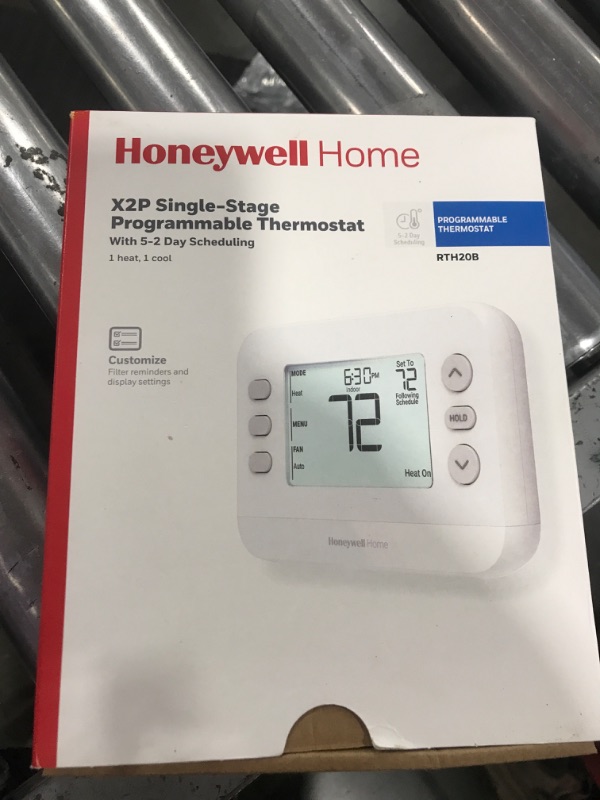 Photo 1 of New! Honeywell Home Programmable Thermostat, Single-Stage, 1 Heat/1 Cool Compatibility, 5-2 Day Schedule, X2P, White, RTH20B