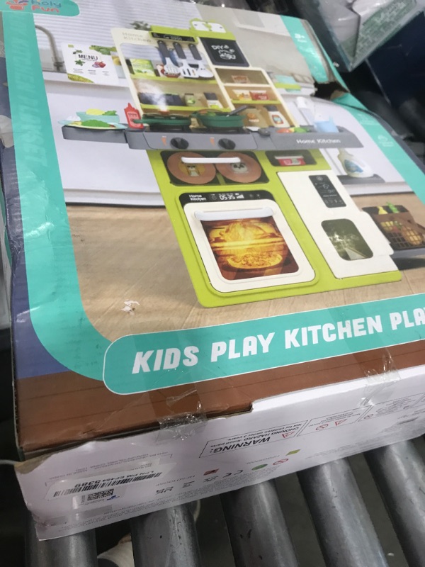 Photo 1 of HOLYFUN Kids Kitchen Playset, Kitchen Set for Toddler with Sound and Light, Cooking Stove with Steam, Play Sink and Toy Kitchen Accessories, Pretend Kitchen Toys for Kids Girls Boys, Pink