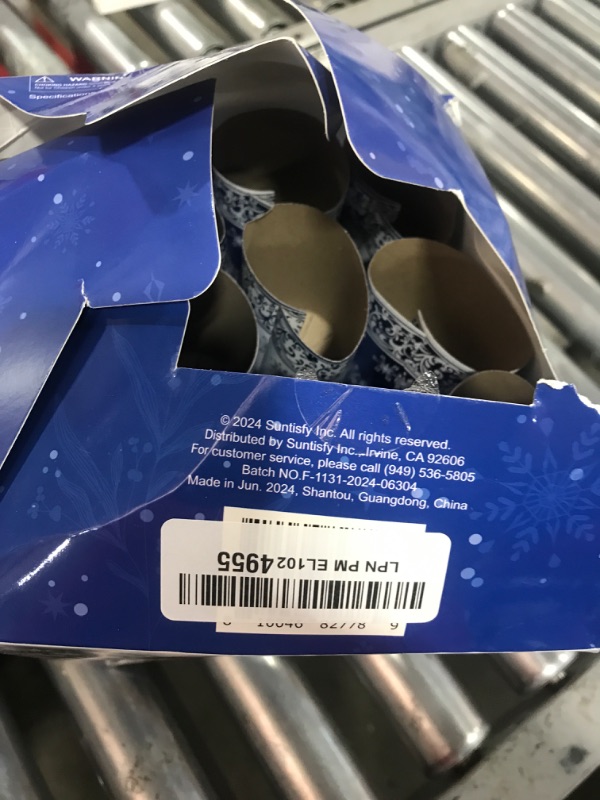 Photo 1 of Christmas Crackers, 12 Pack Valentines No Snap Party Favors with Party Hat, Joke & Little Gift Inside for Christmas Thanksgiving Seasonal Holiday Dinner Traditions (Blue and White)