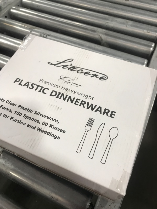 Photo 1 of Liacere 360PCS Heavy Duty Clear Plastic Silverware, 150 Forks, 150 Spoons, 60 Knives, BPA-Free, Heat Resistant, Disposable Plastic Utensils Set, Plastic Cutlery Set, Plasticware Bulk for Party