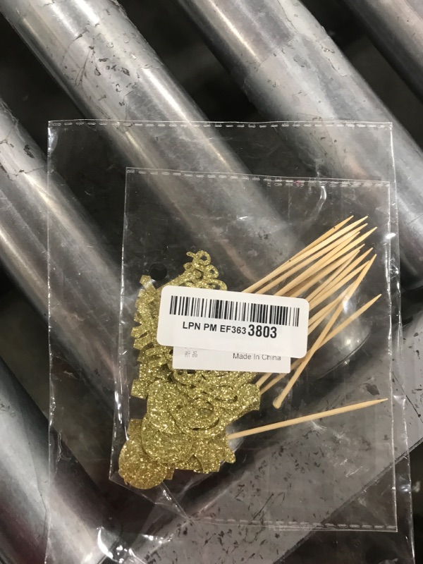 Photo 1 of Gyufise 24Pcs Gold Glitter Boy God Bless and Baptism Cupcake Toppers Cross Babyshower Cupcake Picks Christian Party Decoration Supplies