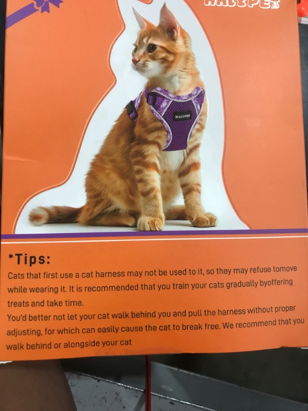 Photo 1 of Halypet Cat Harness and Leash Set [H500 Pro Escape Proof Cat Harness for Walking, Adjustable Breathable Soft Travel Cat Leash, Reflective Strips Kitten Harness