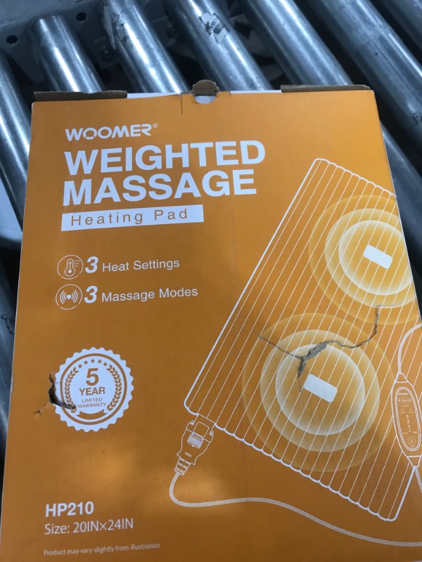 Photo 1 of WOOMER Weighted Massage Electric Heating Pad for Back Pain, Neck and Shoulders Cramps Relief, 20’’x24’’, 2.2lb BPA-Free and Non-Toxic Beads, 3 Heat Settings, 3 Massage Modes, 2h Auto-Off