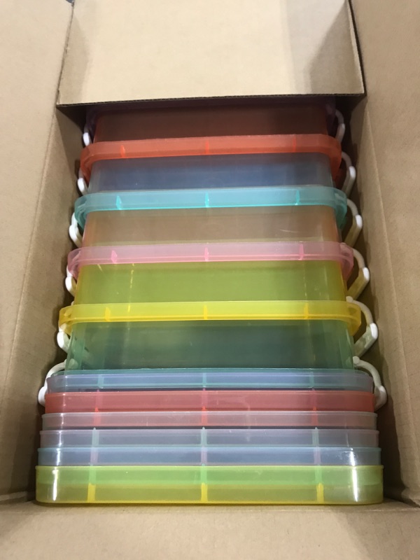 Photo 1 of Wenqik 6 Pack Colorful Plastic Storage Bins with Lids 4 Quart Small Storage Latch Box Stackable and Nestable Clear Organizer Bins with Latching Handle and Buckle for Organizing(Colorful)