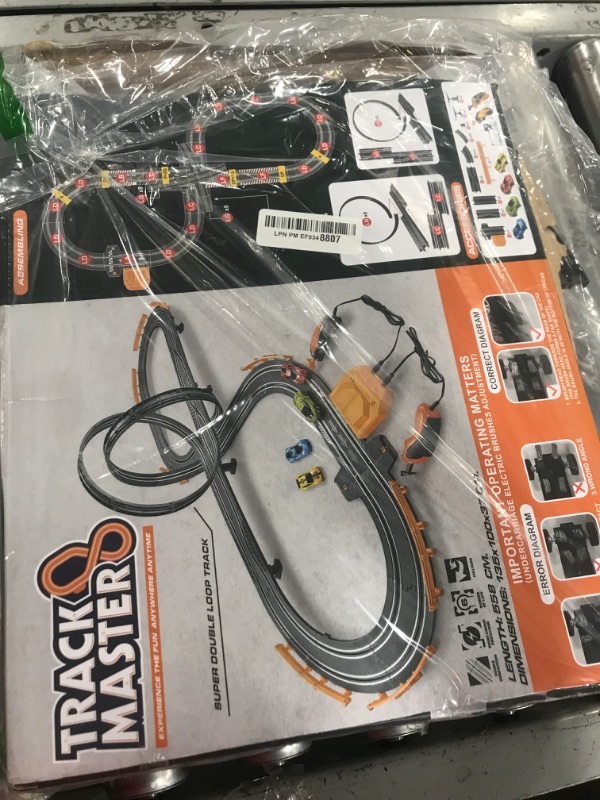 Photo 1 of Slot-Car-Race-Track-Sets for Boys Kids, Battery or Electric Race Car Track with 4 High-Speed Slot Cars, Dual Racing Game 2 Hand Controllers Circular Overpass Track, Toys Gifts for 6-8 8-12 Boys Girls