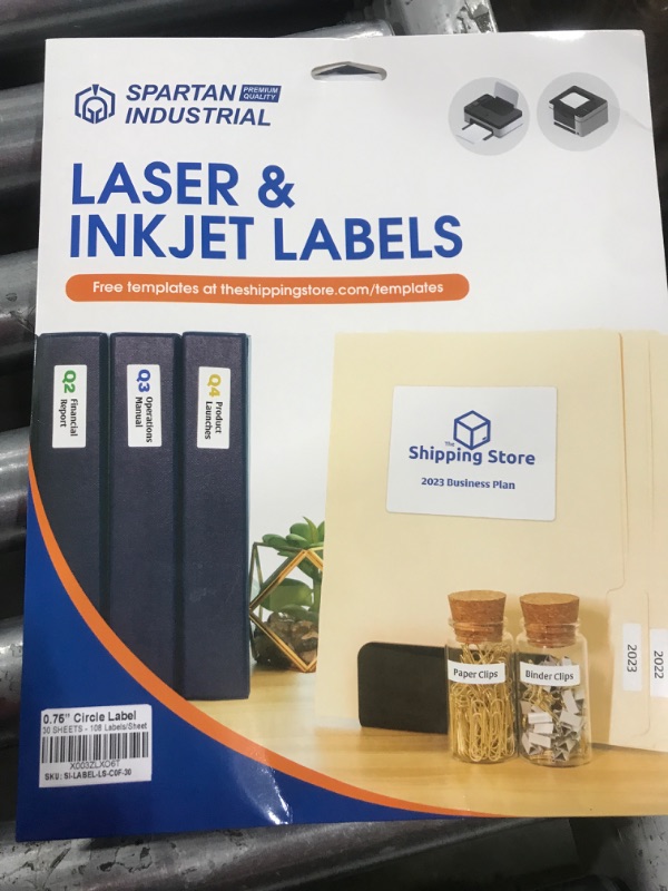 Photo 1 of 0.75" Circle Printable Labels Compatible with Inkjet and Laser Printers - 30 Sheets, 3240 Matte White Round Stickers for Pricing, Product Labeling, and Custom Tags - Spartan Industrial