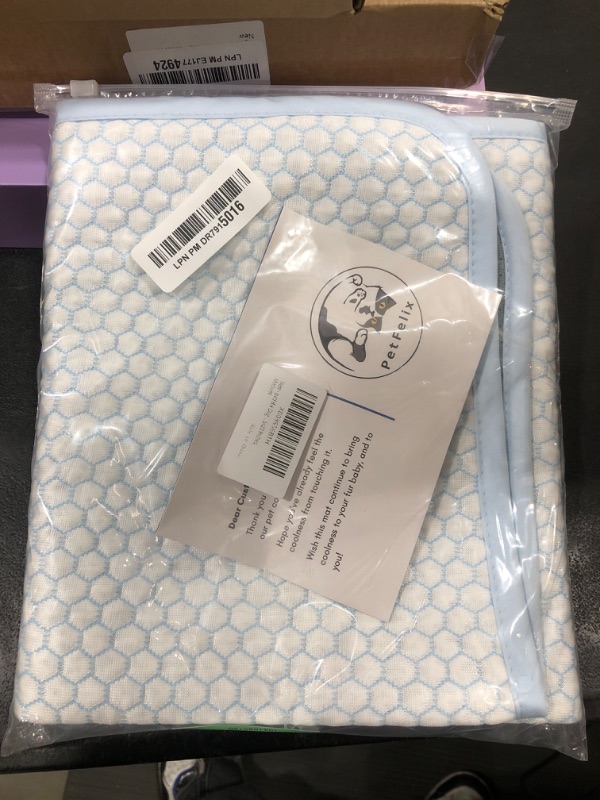 Photo 1 of petfelix Dog Cooling Mat, Chew & Scratch Resistant QMAX>0.5 for Smal to Medium Dogs Up to 25 lbs, M 26''*20'' Machine Washable Non-Skid Portable Easy to Fold Crate Pad